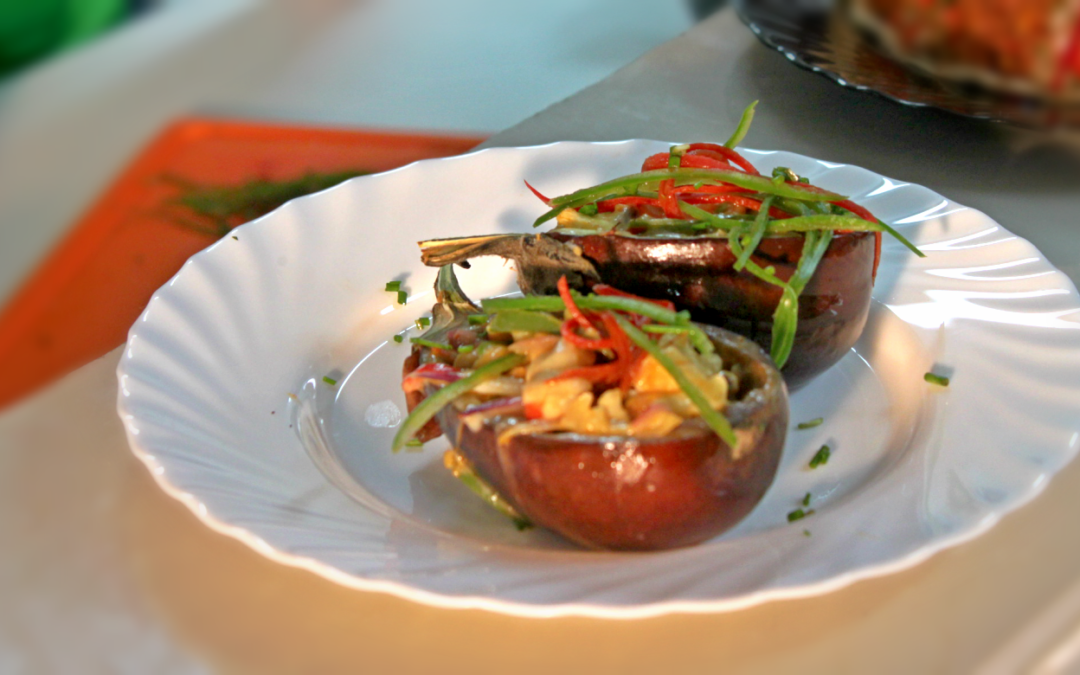 Cow Pea & Chick Pea Stuffed in Egg Plant