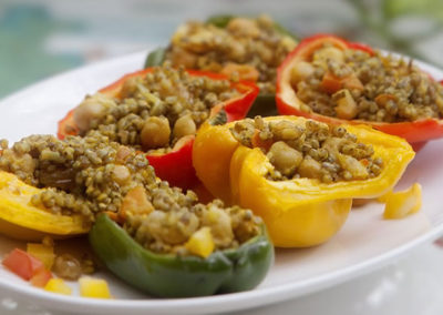 Millet & chickpea stuffed peppers