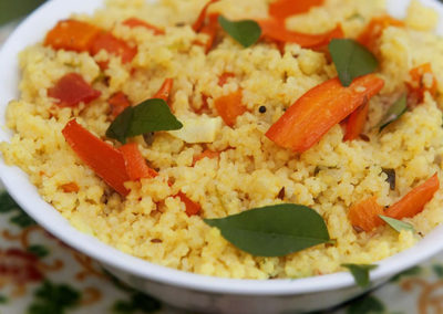 Millet couscous with roasted carrots