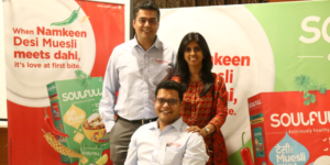 The Soufull founding team: Prashant Parameswaran (centre), CEO & MD; Amit Sebastian (left), COO; Rasika Iyer (right), CMO.