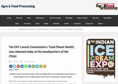 The EAT-Lancet Commission’s ‘Food Planet Health’, was released today at the headquarters of the FSSAI.