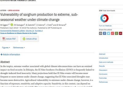 Vulnerability of sorghum production to extreme, sub-seasonal weather under climate change