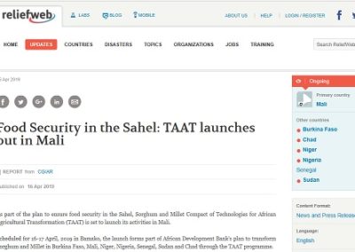Food Security in the Sahel: TAAT launches out in Mali