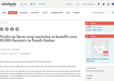 Trials on farm crop varieties to benefit over 10,000 farmers in South Sudan