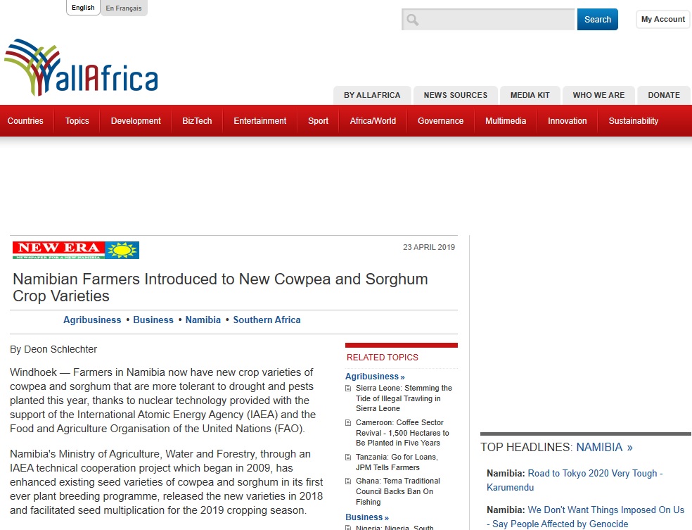Namibian Farmers Introduced to New Cowpea and Sorghum Crop Varieties