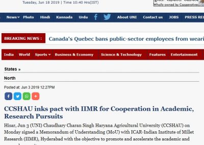 CCSHAU inks pact with IIMR for cooperation in Academic Research Pursuits