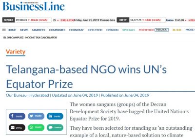 Telangana-based NGO wins UN’s Equator Prize