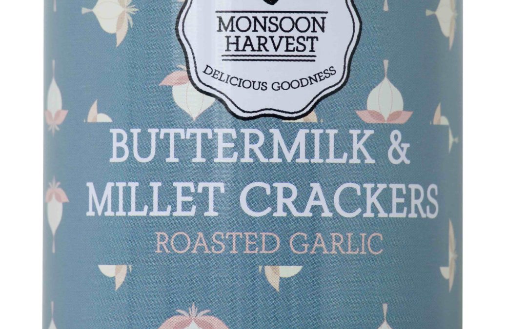 Butter Milk & Millet Crackers, Garlic by Moonsoon Harvest