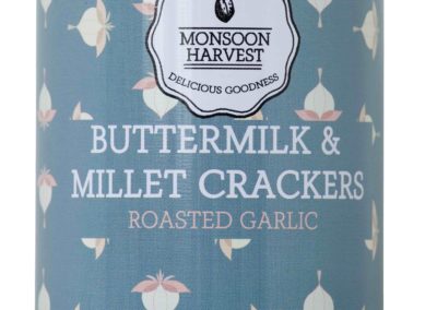 Butter Milk & Millet Crackers, Garlic by Moonsoon Harvest