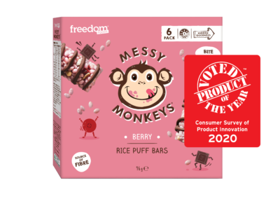 Messy Monkeys Rice Puff Bar Berry by Freedom Foods Pty Ltd