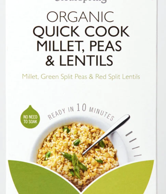 Quick Cook Organic – Millet, Peas & Lentils by Clear Spring