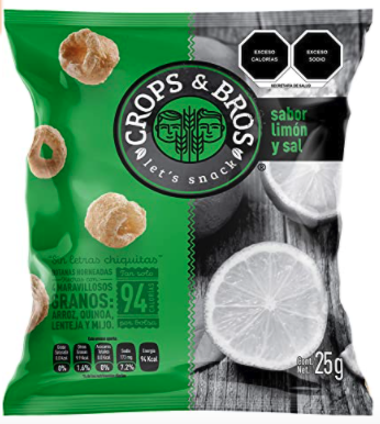Baked Snack Made of Rice, Quinoa, Lentil and Millet, Lemon and Salt Flavor by Crops & Bros