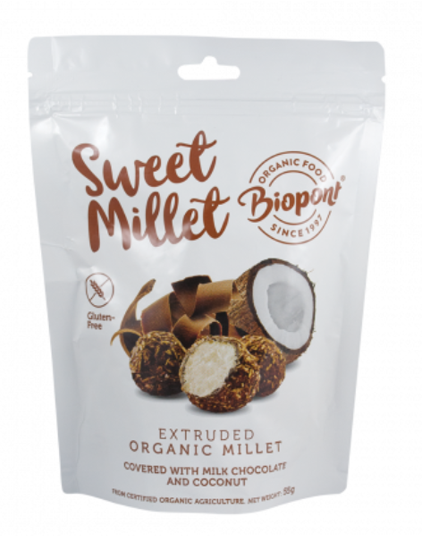 Extruded Millet Ball Covered with Milk Chocolate and Coconut